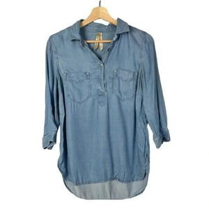 Liverpool Jeans Blue Chambray 3/4 Long Sleeve Top S